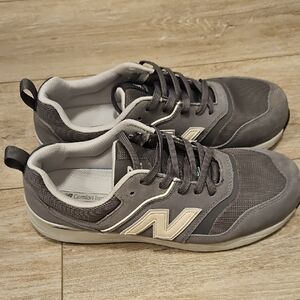 New Balance Men's Charcoal and Cream Sneakers